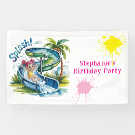 Waterglijbaan Splash Girl Verjaardagsfeestje Spandoek