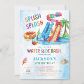 Waterglijbaan Splish Splash verjaardagsfeestje Kaart (Voorkant)