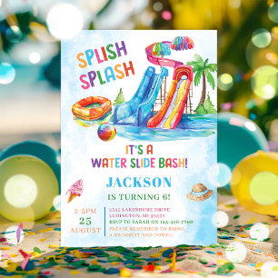 Waterglijbaan Splish Splash verjaardagsfeestje Kaart