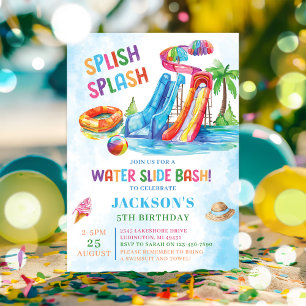 Waterglijbaan Splish Splash verjaardagsfeestje Kaart