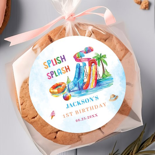 Waterglijbaan Splish Splash verjaardagsfeestje Ronde Sticker