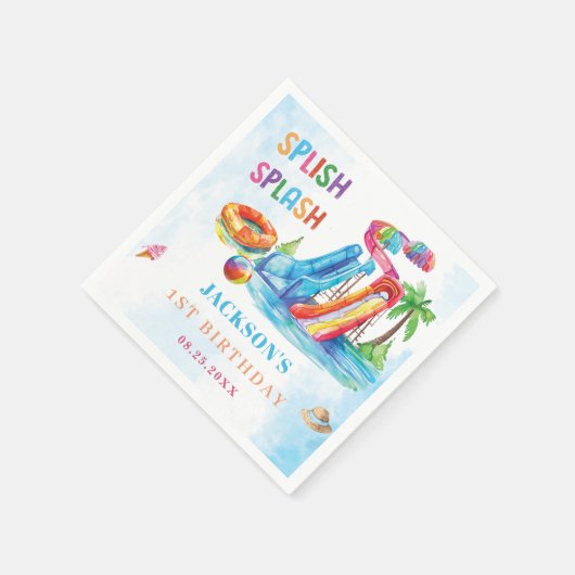 Waterglijbaan Splish Splash verjaardagsfeestje Servet (Hoek)