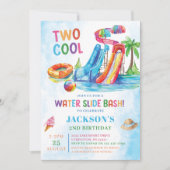 Waterglijbaan Twee Cool Verjaardagsfeest Kaart (Voorkant)