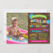 Waterglijbaan verjaardag zomer bash hot pink foto kaart (Voorkant)