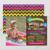 Waterglijbaan verjaardag zomer bash hot pink foto kaart (Voorkant / Achterkant)