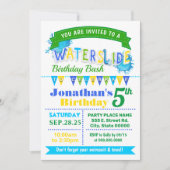 Waterglijbaan verjaardagsfeest blauw groen geel kaart (Voorkant)