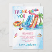 Waterglijbaan verjaardagsfeestje bedankkaart (Voorkant)