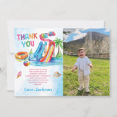 Waterglijbaan verjaardagsfeestje foto bedankkaart (Voorkant)