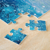 Watergolven oceaangolf blauw blauwgroen schilderij legpuzzel (Zijkant)