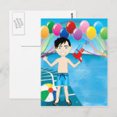 Watergun Pool Boy Briefkaart (Voorkant / Achterkant)