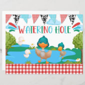 Waterhole Barnyard Dier Duck Party Tafelteken (Voorkant / Achterkant)