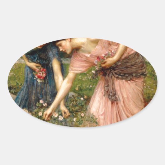 Waterhouse-gather_ye_rosebuds-1909. Ovale Sticker (Voorkant)