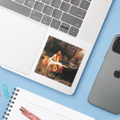 Waterhouse Lady van Shalott Sticker (Laptop met iPhone)