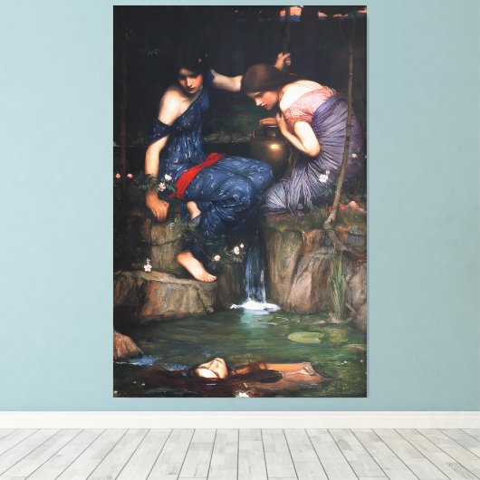 WATERHOUSE - NIMFEN VINDEN DE KOP VAN ORPHEUS - CANVAS AFDRUK (Insitu (Houten vloer))