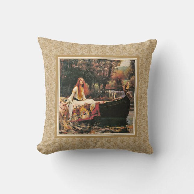 Waterhuisdame van Shalott Gold Damask Kussen (Voorkant)