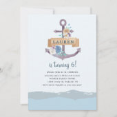 waterige florale anker Birthday Uitnodiging (Voorkant)