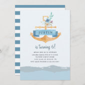 waterige florale anker Birthday Uitnodiging (Voorkant / Achterkant)