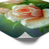 Waterige roze roos poster (Hoek)