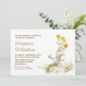 Watering blik met zonnebloemen vrijgezellenfeest n kaart (Staand voorkant)