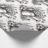 Watering blik, Zwart & witte kunst, Lente Kunst, Cadeaupapier (Hoek)