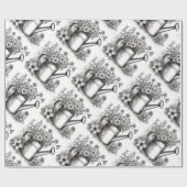 Watering blik, Zwart & witte kunst, Lente Kunst, Cadeaupapier (Vlak)