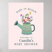 Watering Can Baby Bloom Baby shower Welkomstbord Poster (Voorkant)