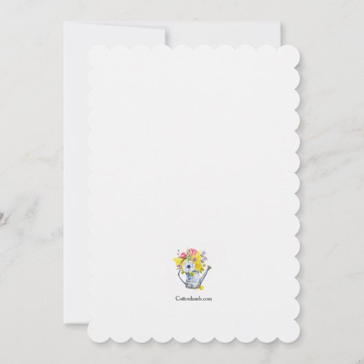 Watering Can Bouquet Shower Invitation Kaart (Achterkant)