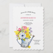 Watering Can Bouquet Shower Invitation Kaart (Voorkant)
