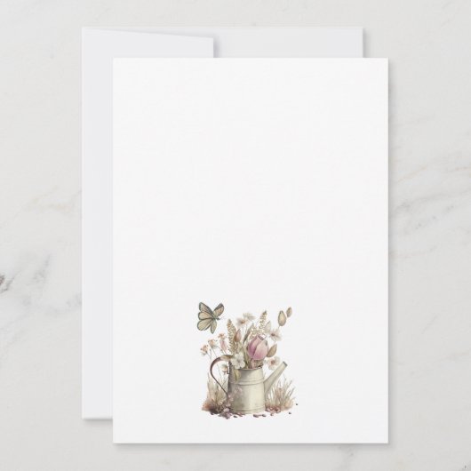 Watering Can & Butterfly Vrijgezellenfeest Sjabloo Kaart (Achterkant)