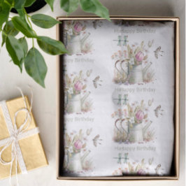 Watering Can Flowers & Dragonflies Waterverf Tissuepapier