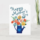 Watering Can Full of Flowers Happy Mother's Day Kaart (Voorkant)