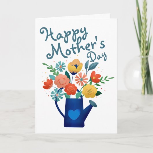 Watering Can Full of Flowers Happy Mother's Day Kaart (Voorkant)