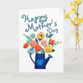Watering Can Full of Flowers Happy Mother's Day Kaart (Gele Bloem)