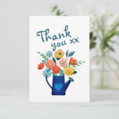 Watering Can Full of Flowers Modern Thank You Bedankkaart (Staand voorkant)