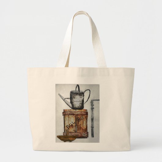 Watering Can Gardeners Bag Grote Tote Bag (Voorkant)