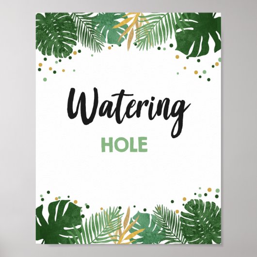 Watering Hole Tropical Safari Boy Birthday Sign Poster (Voorkant)
