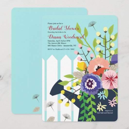 Watering Kan bloesems uitnodigen Kaart (Voorkant / Achterkant)