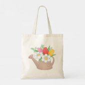 Watering kan met bloemen tote bag (Achterkant)