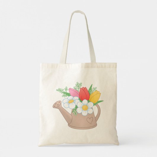 Watering kan met bloemen tote bag (Achterkant)
