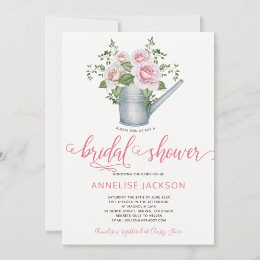 Watering kan salie blush roze rozen vrijgezellenfe kaart (Voorkant)