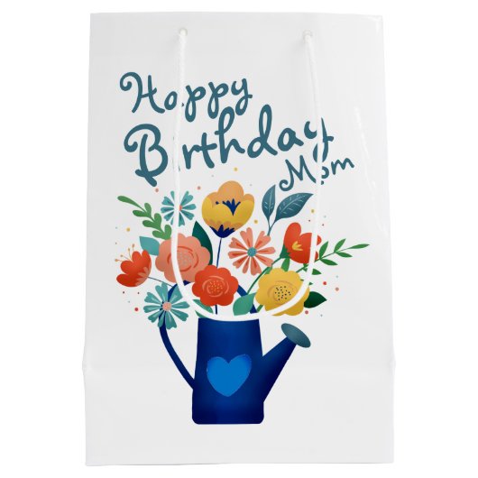 Watering kan vol bloemen. medium cadeauzakje (Achterkant)