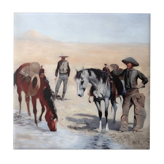 Watering Time Western Art door Edward Borein Tegeltje (Voorkant)