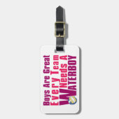 Waterjongetvolleybal in roze bagagelabel (Voorkant verticaal)