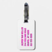 Waterjongetvolleybal in roze bagagelabel (Achterkant verticaal)