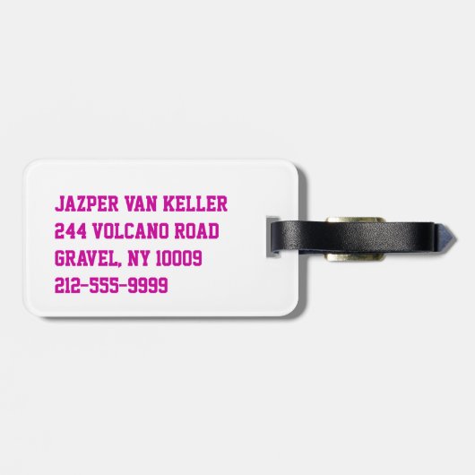 Waterjongetvolleybal in roze bagagelabel (Achterkant horizontaal)