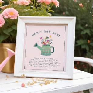 Waterkan Baby Bloei Zeg Niet Baby Shower Spel Poster