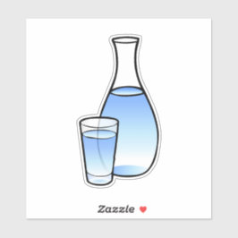 Waterkan met een glas water sticker
