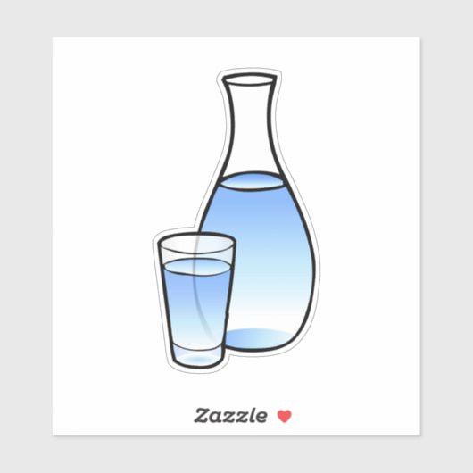 Waterkan met een glas water sticker (Vel)