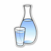 Waterkan met een glas water sticker (Voorkant)