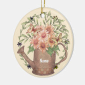 Waterkan Roze Madeliefje Keramisch Ornament (Links)